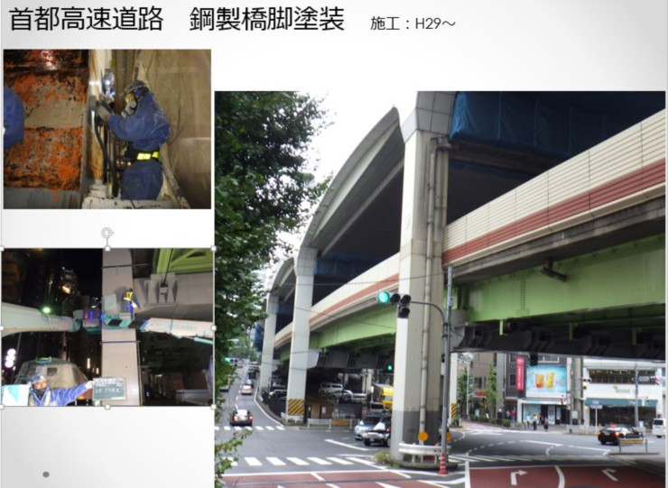 首都高速道路　鋼製橋脚塗装